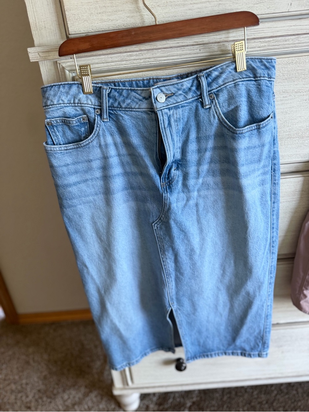 Lucky Brand Light Blue Denim Midi Skirt